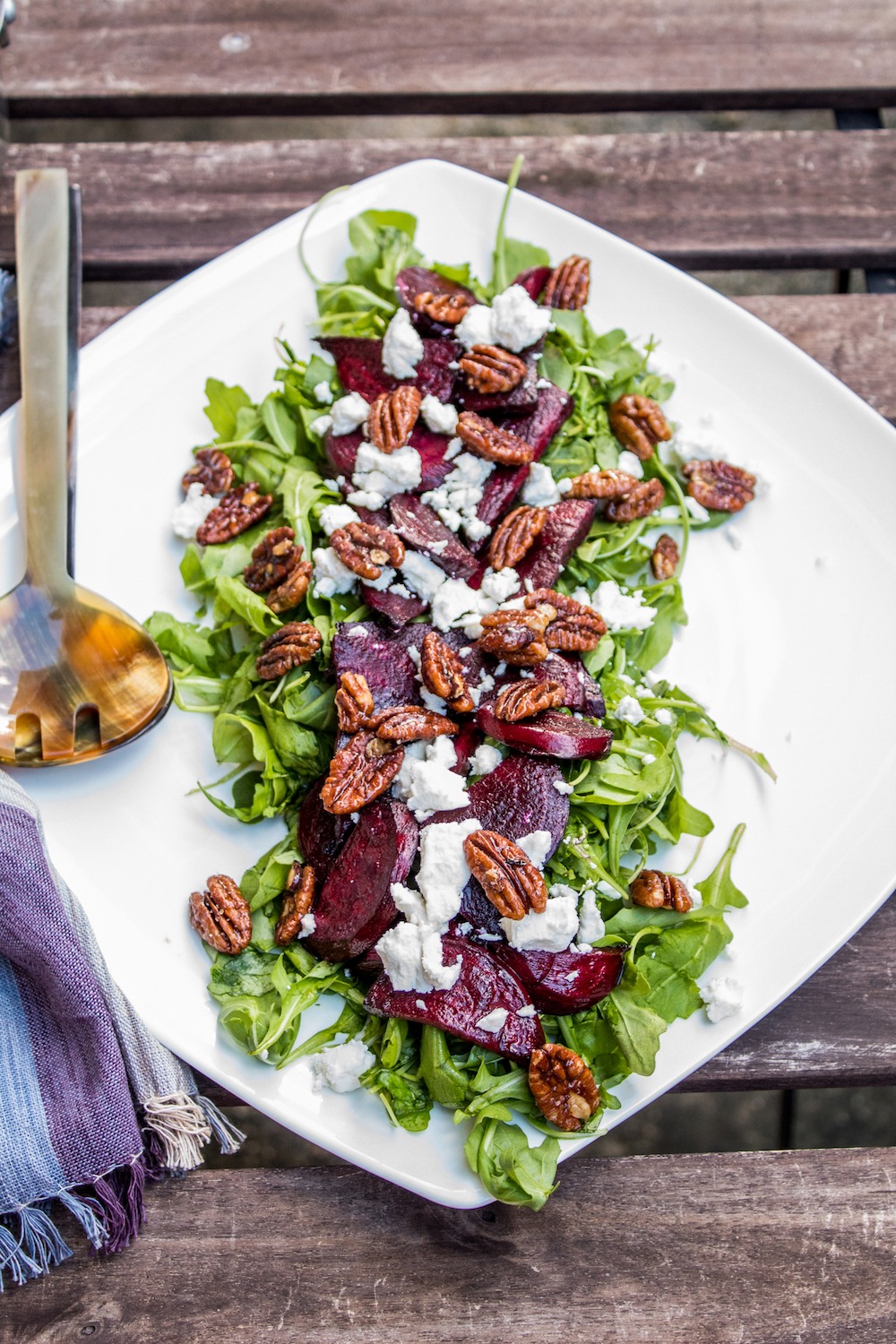 Roasted Balsamic Beet Salad With Arugula, Goat Cheese And Caramelized ...